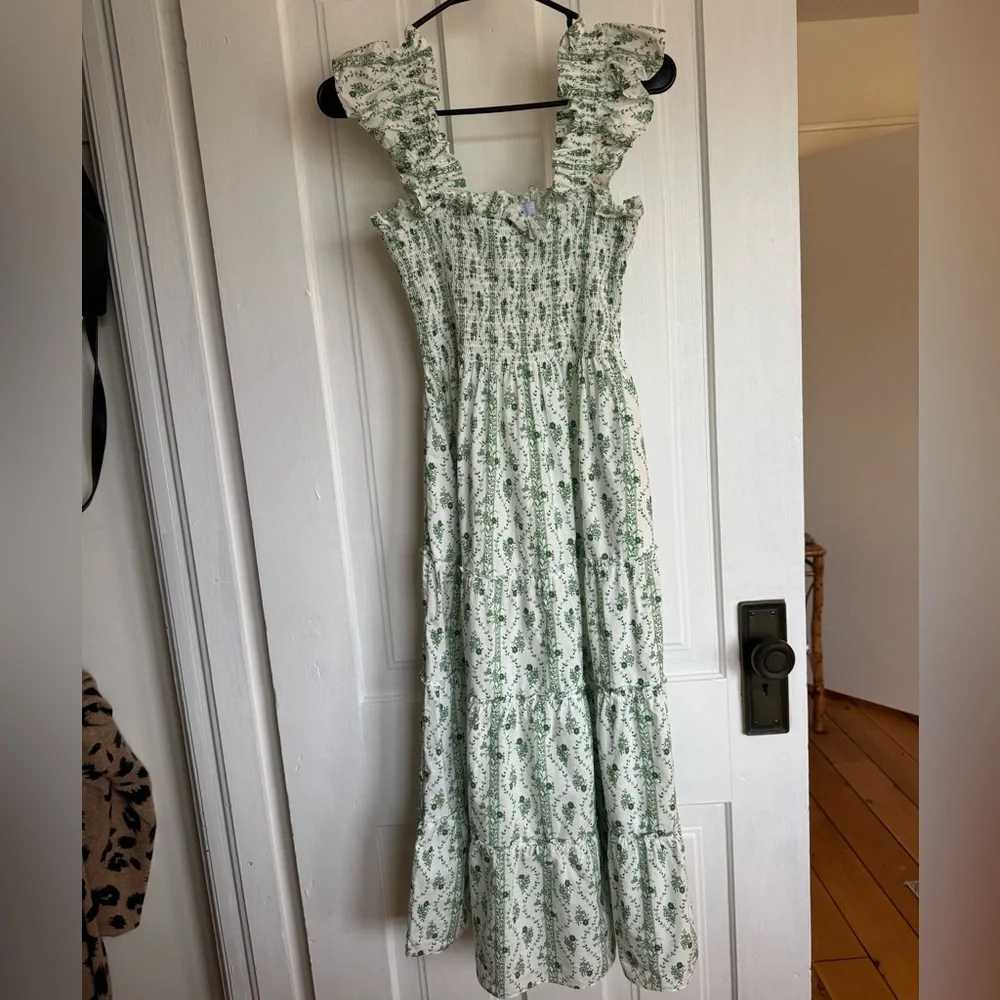 Hill House Ellie Nap Dress Green Vine Stripe Cotton XS nwot - Picture 2 of 4